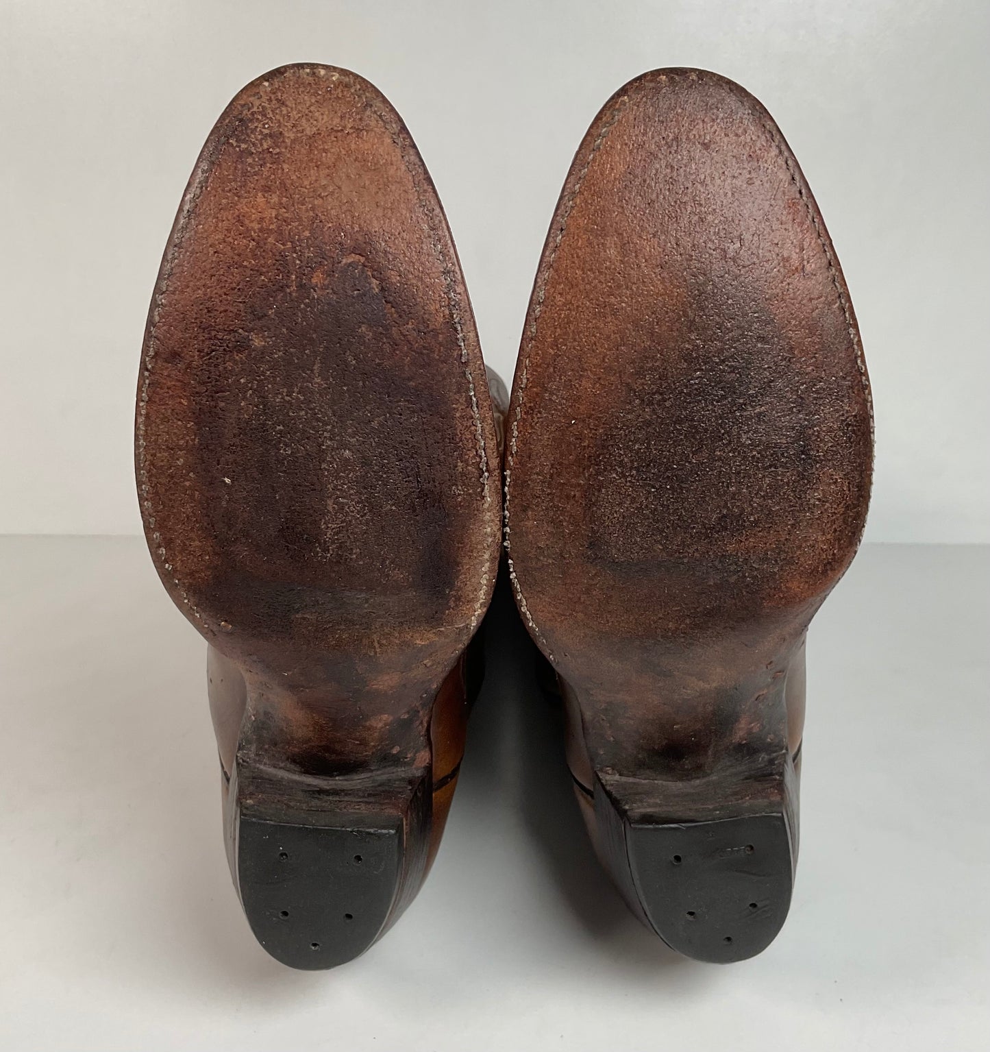 Vintage Dan Post Tall Tulip Cowgirl Boots 7.5 C Tooled Snakeskin Overlay