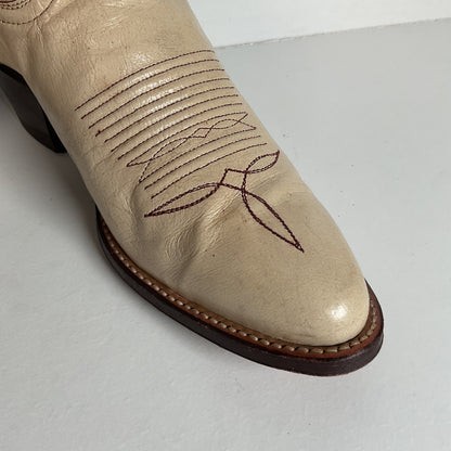 Vintage Laramie Handmade Cowgirl Boots 6.5 C Cranberry Inlay