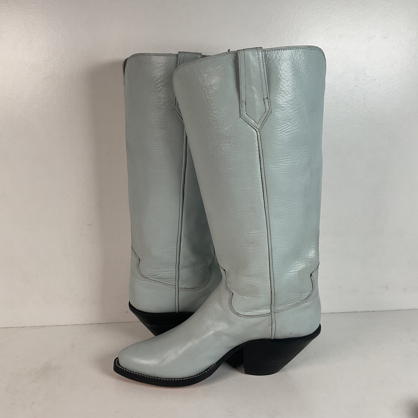 Custom Tall Top Cowboy Boots 11 Wide Shooter Style Off White