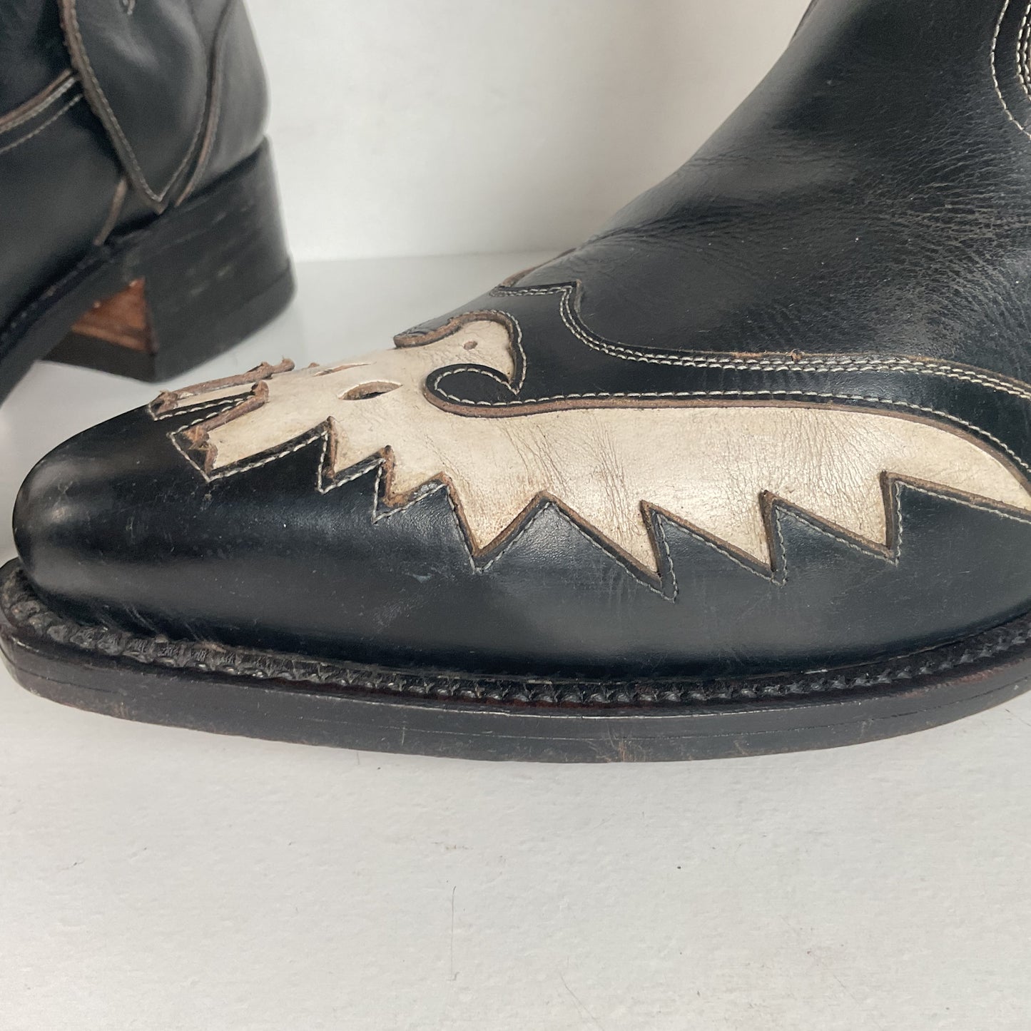 Vintage Thunderbird Cowboy Boots | Tooled Inlays | Mule Ear | 1960s | Men’s 9