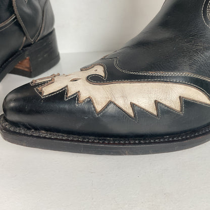 Vintage Thunderbird Cowboy Boots | Tooled Inlays | Mule Ear | 1960s | Men’s 9