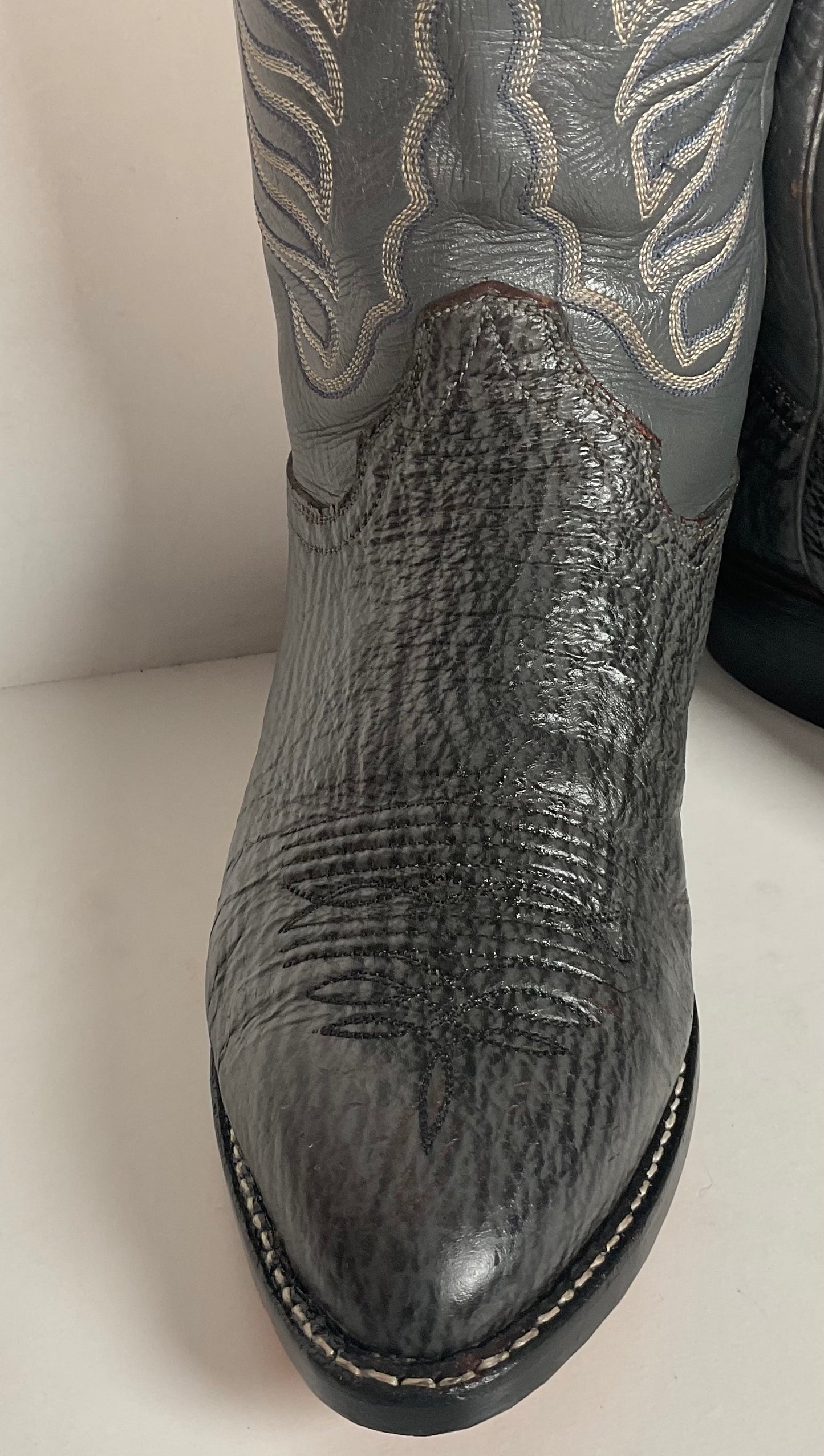 Hondo Exotic Sharkskin Cowboy Boots 8.5 D New Half Soles