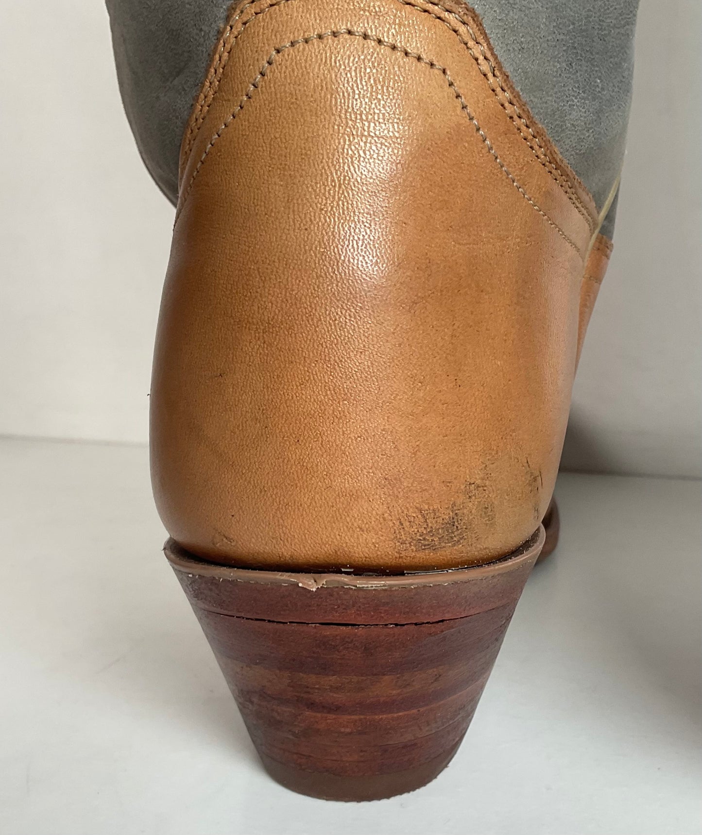 Vintage Justin Women’s Flower Cowgirl Boots 8 B Tooled Inlay USA Made
