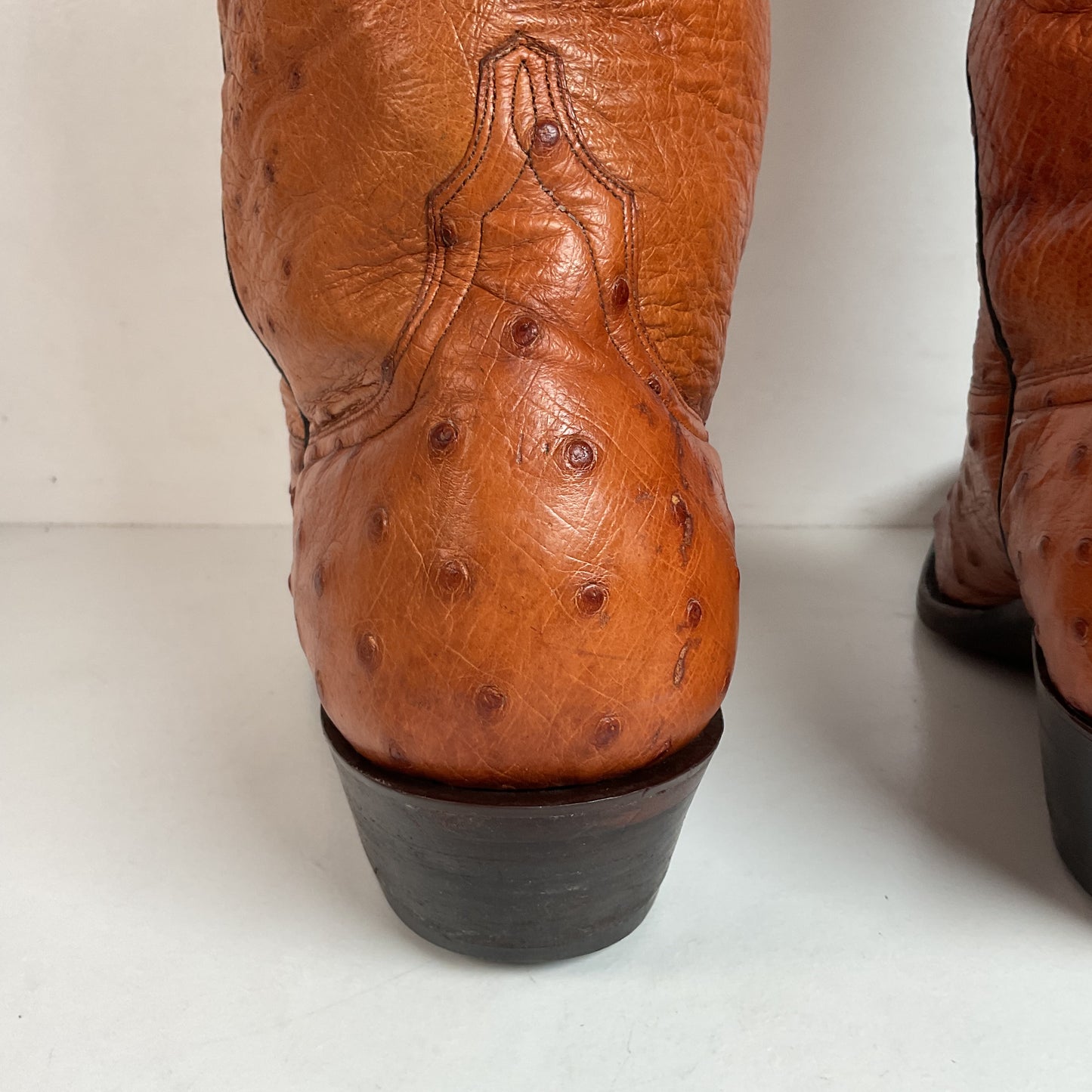 Custom Full Ostrich Quill Cowboy Boots 10 Wide Exotic Mule Ear
