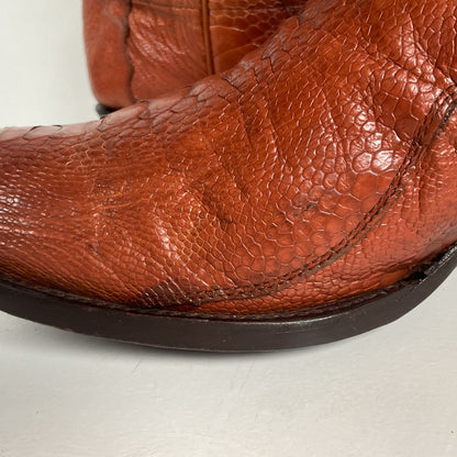 Vintage Longhorn Ostrich Leg Cowboy Boots | Exotic | Tooled Inlays | Men’s 13 D