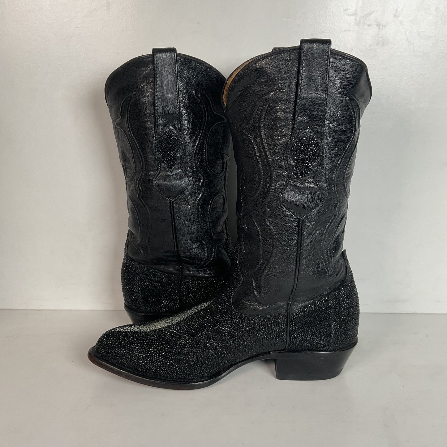 Los Altos Exotic Sea Stingray Cowgirl Boots 8 M Classic Black