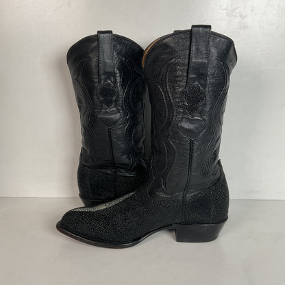 Los Altos Exotic Sea Stingray Cowgirl Boots 8 M Classic Black