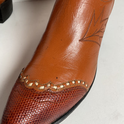 Vintage Tony Lama Maple Leaf Cowboy Boots | Lizard Tip | Narrow | Men’s 8 | Women’s 9