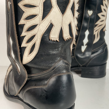 Vintage Thunderbird Cowboy Boots | Tooled Inlays | Mule Ear | 1960s | Men’s 9
