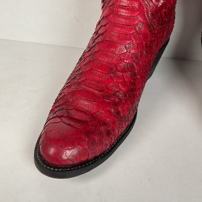 Tony Lama Full Python Cowboy Boots | Red Snakeskin | Men’s 9 | Women’s 10