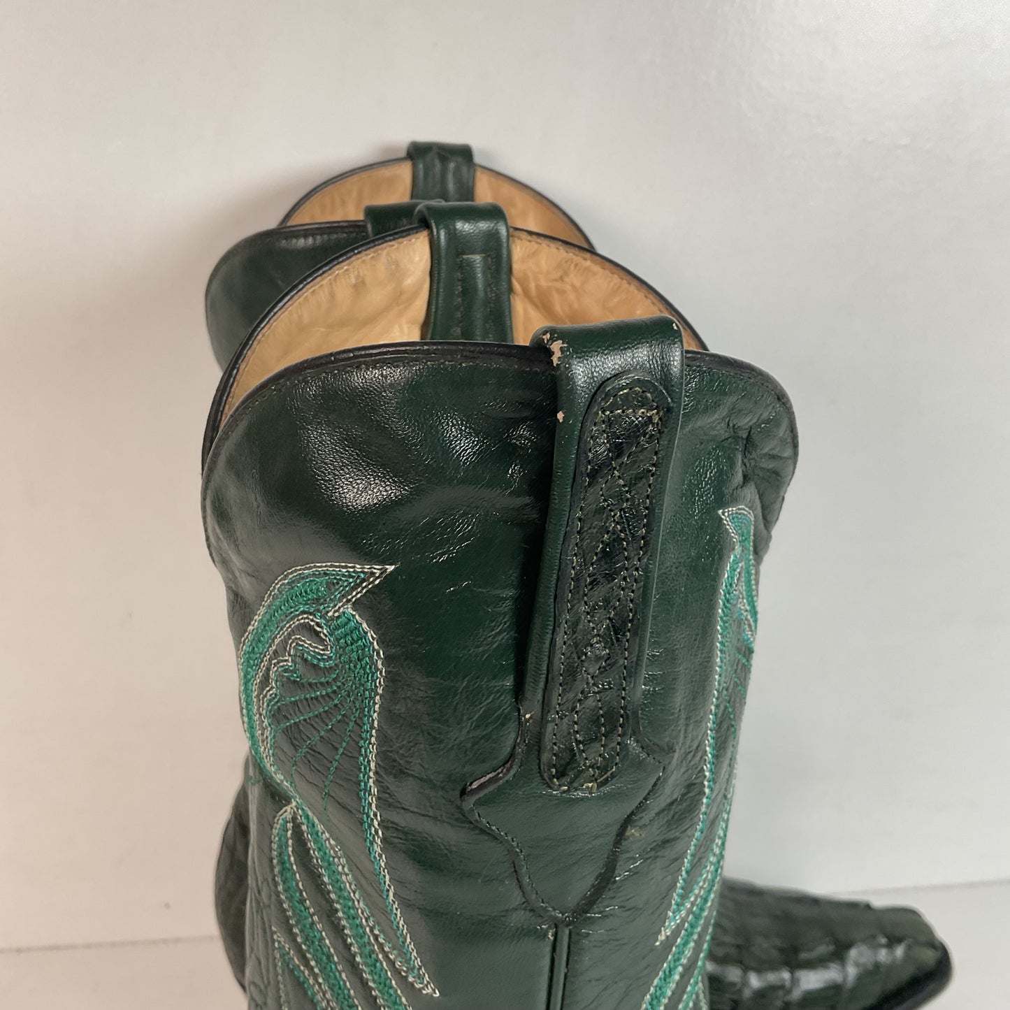 Cuadra Emerald Green Caiman Cowboy Boots 9.5 Exotic Tail Cut
