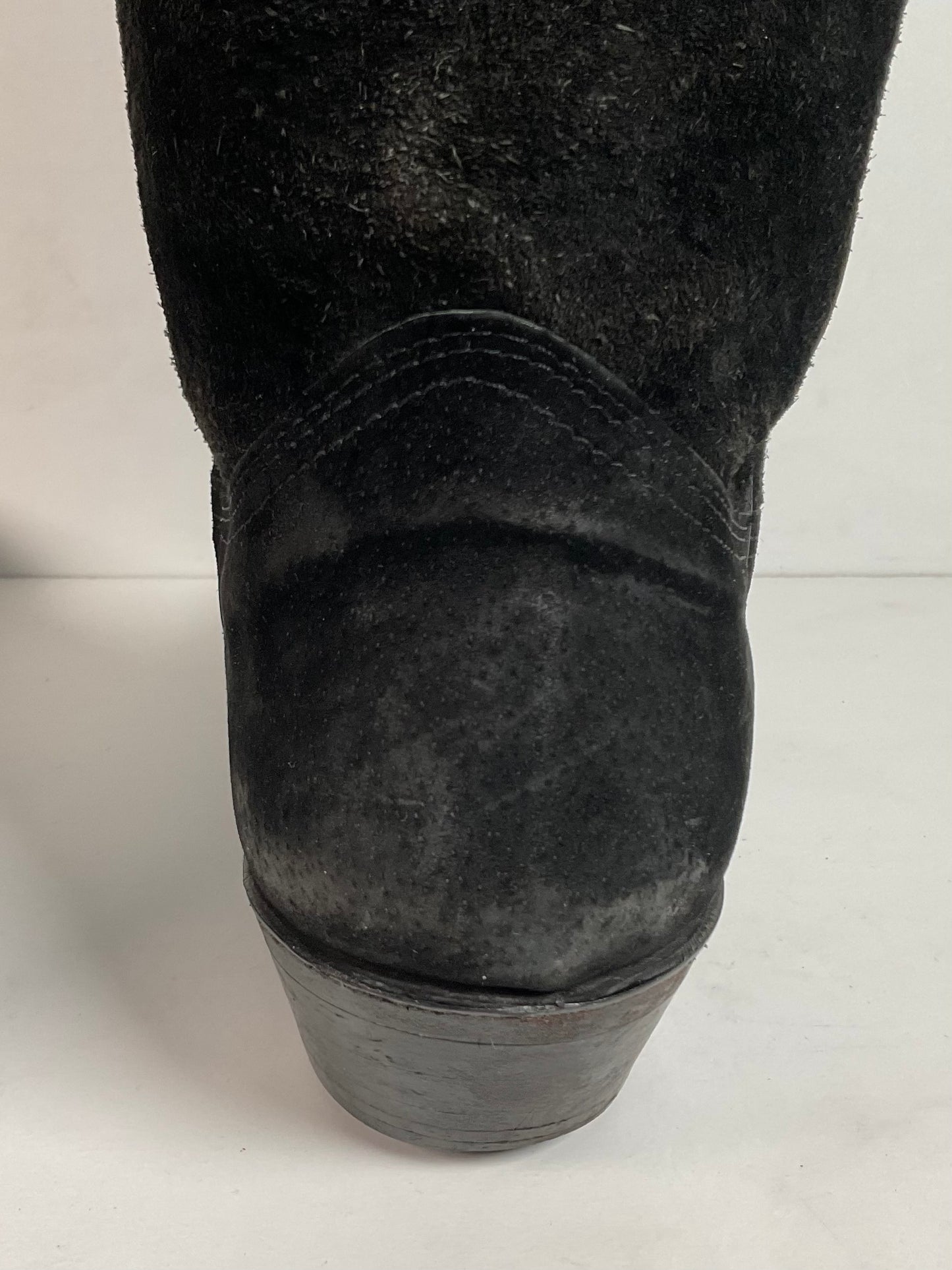 Vintage Nocona Black Suede Cowboy Boots 9 D USA Made Red Label