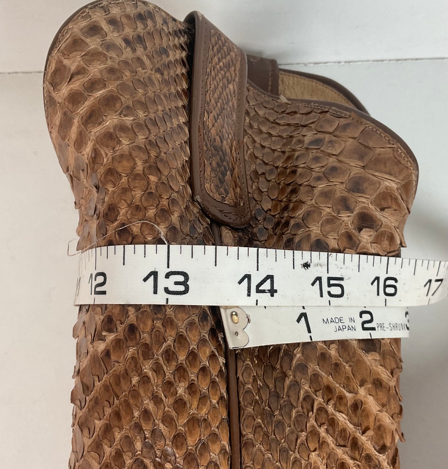 Vintage Full Python Snakeskin Cowboy Boots 8 D Back Cut Recraft