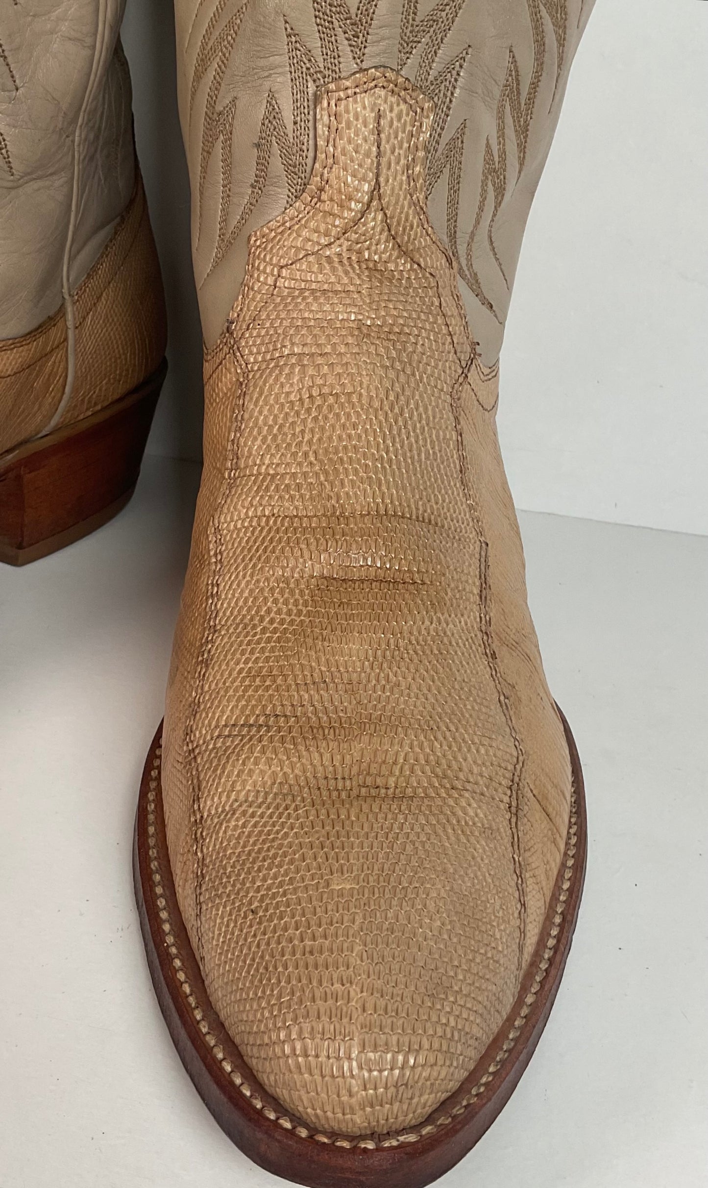 Vintage Dan Post Monitor Lizard Cowboy Boots | Golden Spur Collection | Blonde | 10 D