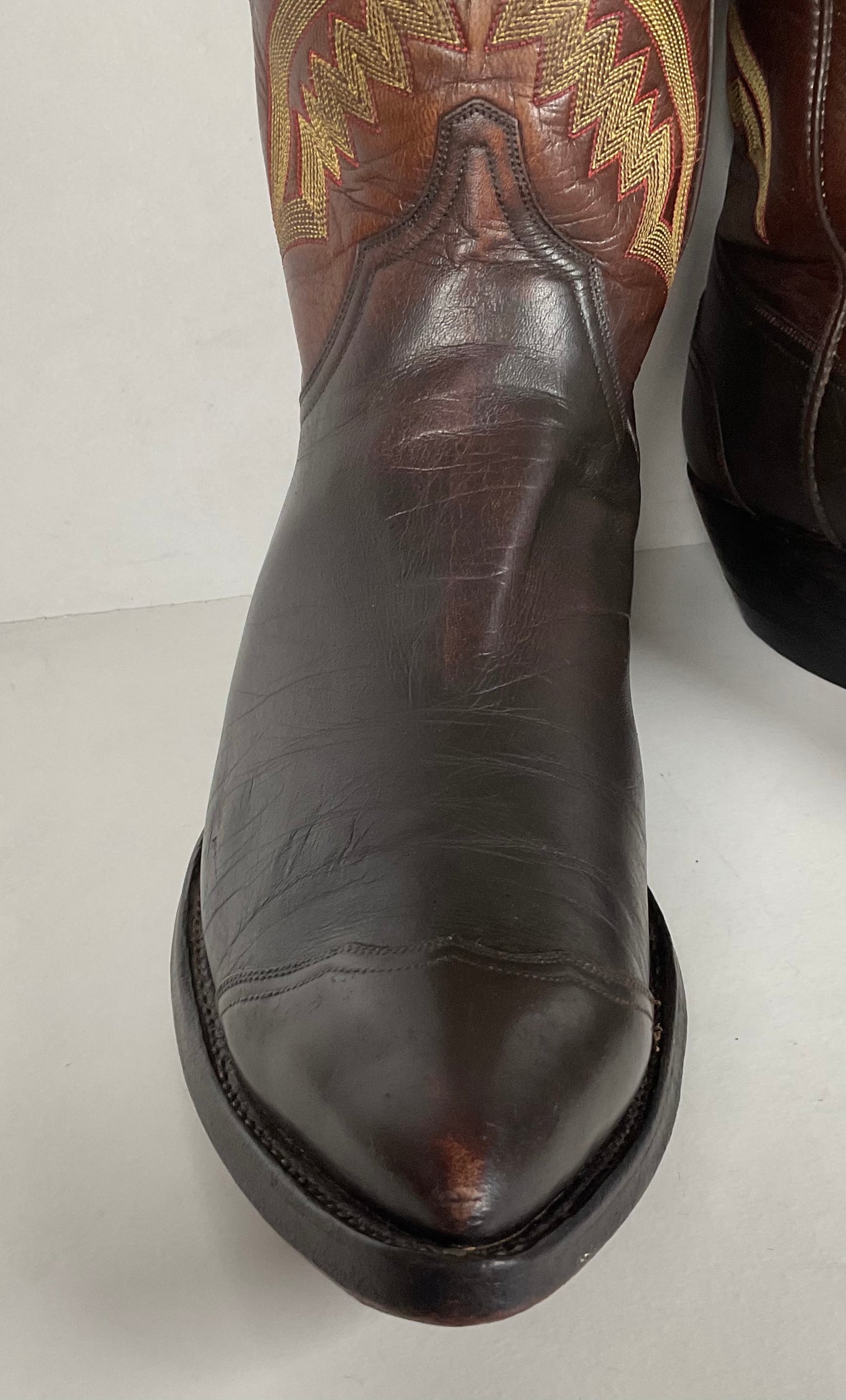Custom Cowboy Boots | Wingtip Triad | Dark Brown Calfskin | Narrow | Men’s 9.5