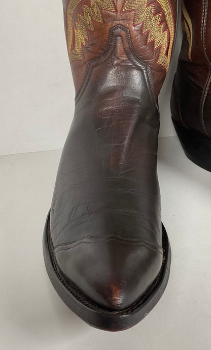 Custom Cowboy Boots | Wingtip Triad | Dark Brown Calfskin | Narrow | Men’s 9.5