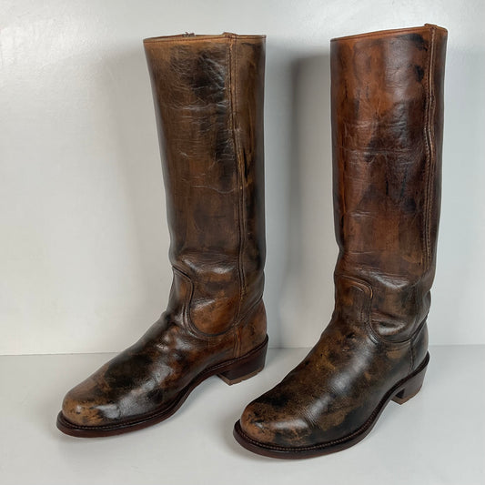 Vintage Frye Men’s 17” Campus Boots 9.5 EE Black Label Distressed Recrafted