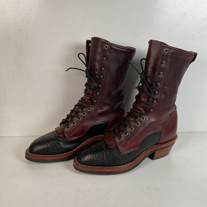 Tony Lama Kiltie Packer Boots 9 D Bullhide Western Lace Up