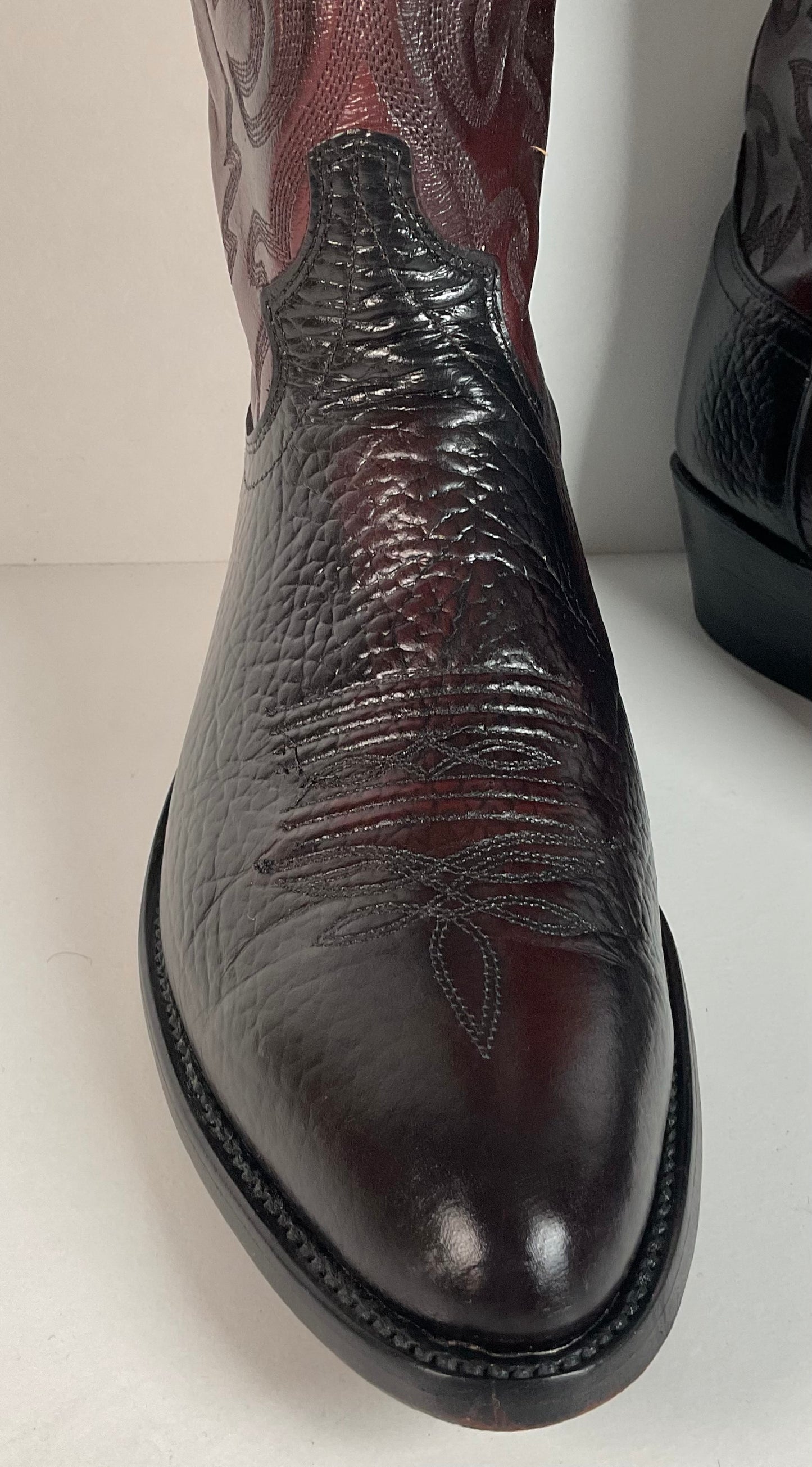 Vintage J. Chisholm Bullhide Cowboy Boots | USA Made | Black Cherry | Men’s 11 D