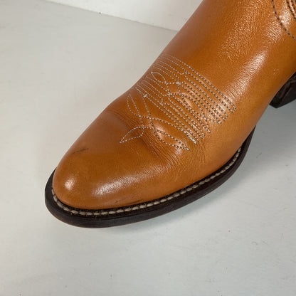 Vintage 1970s Acme Tooled Flower Inlay Cowgirl Boots 6.5 M USA Made