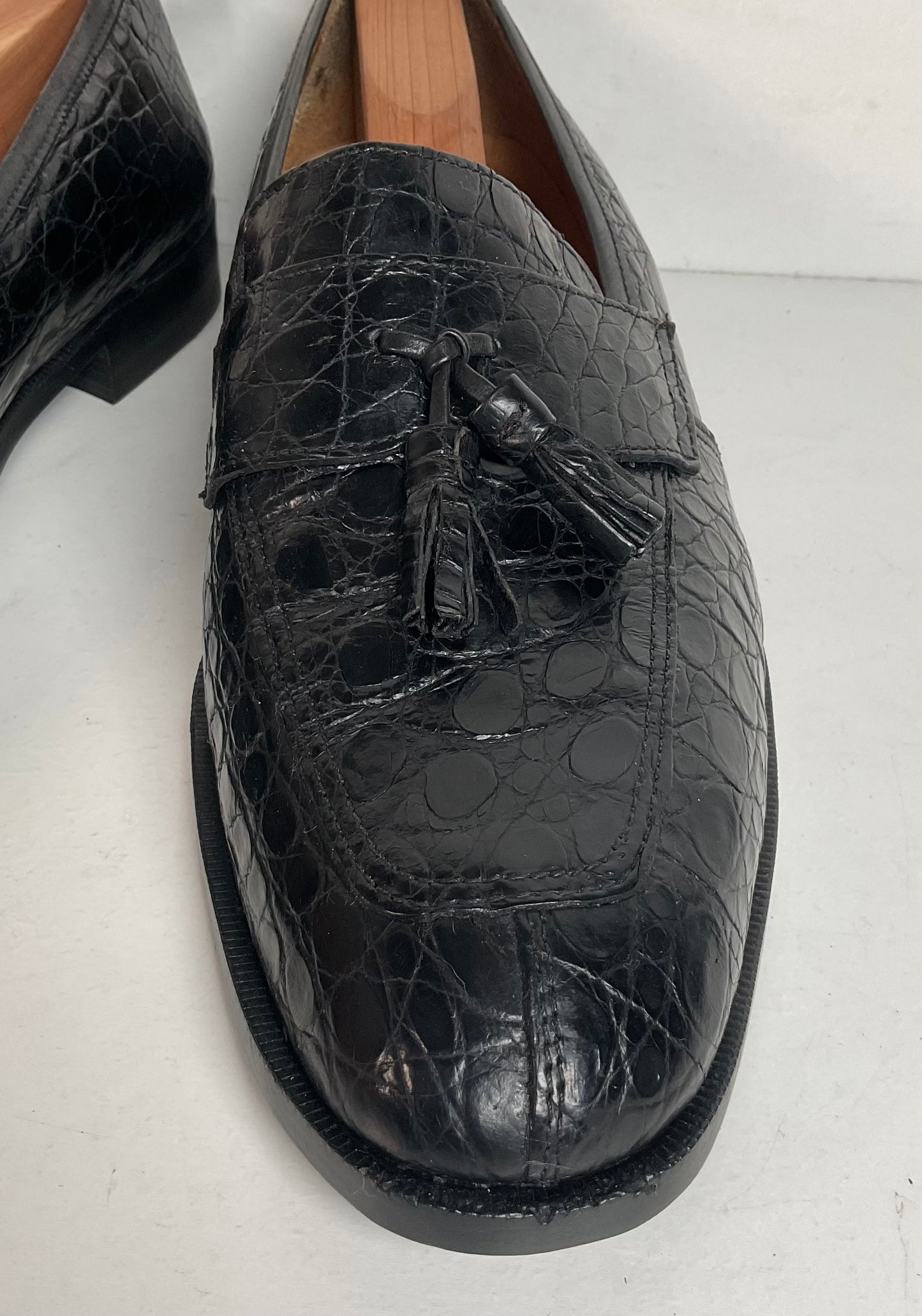 Zelli Franco Crocodile Tassel Loafer | Black | 12 M