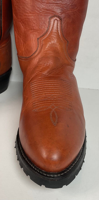 Tony Lama Classic Brown Cowboy Boots | Vibram Lug | 12 D