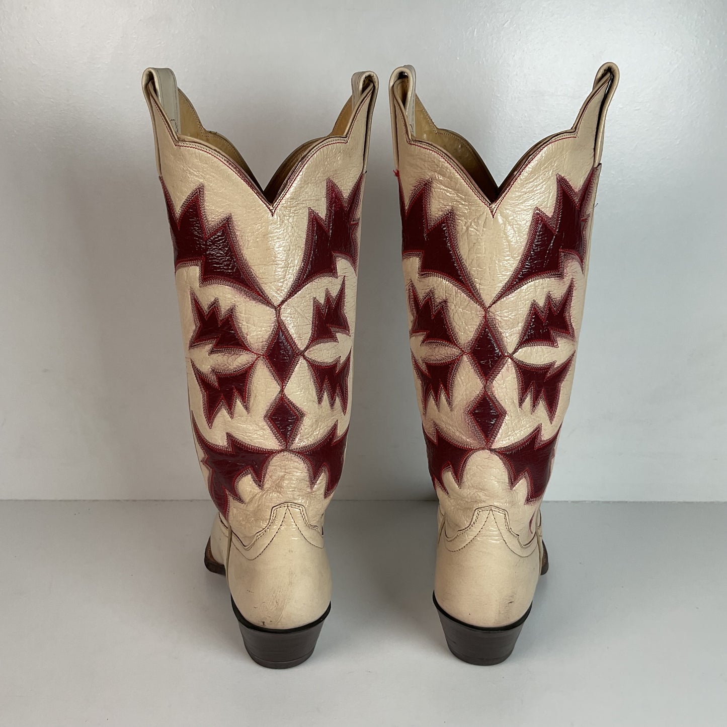 Vintage Laramie Handmade Cowgirl Boots 6.5 C Cranberry Inlay
