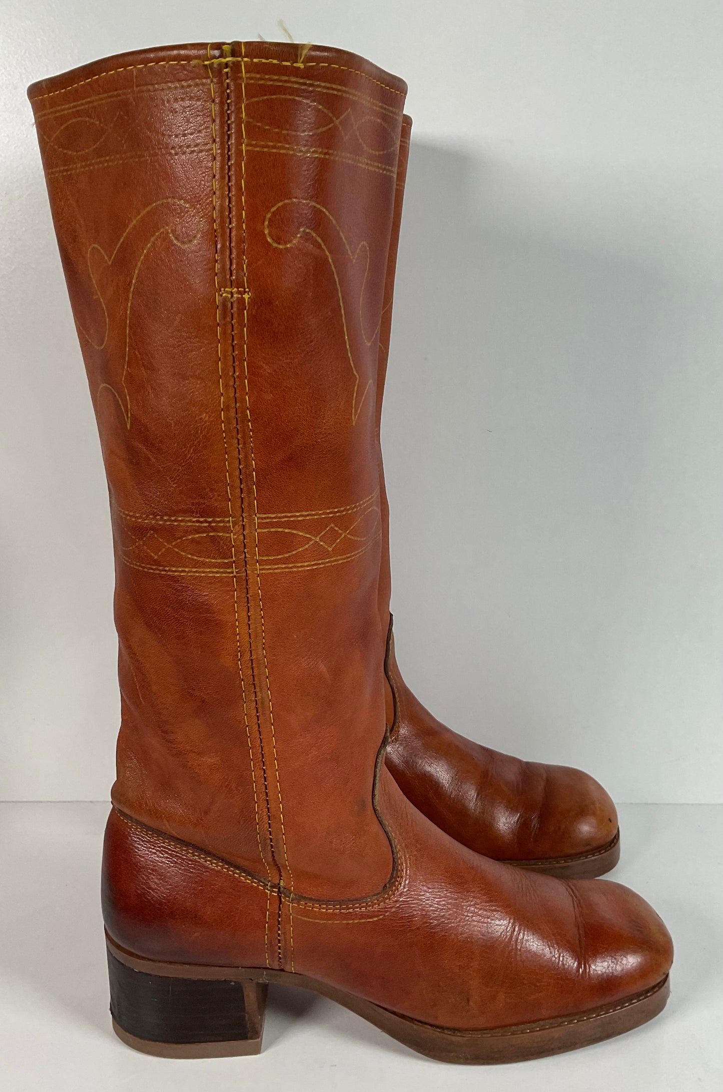 Vintage Longhorn Stitched Campus Boots 7.5 M USA Made Chunky