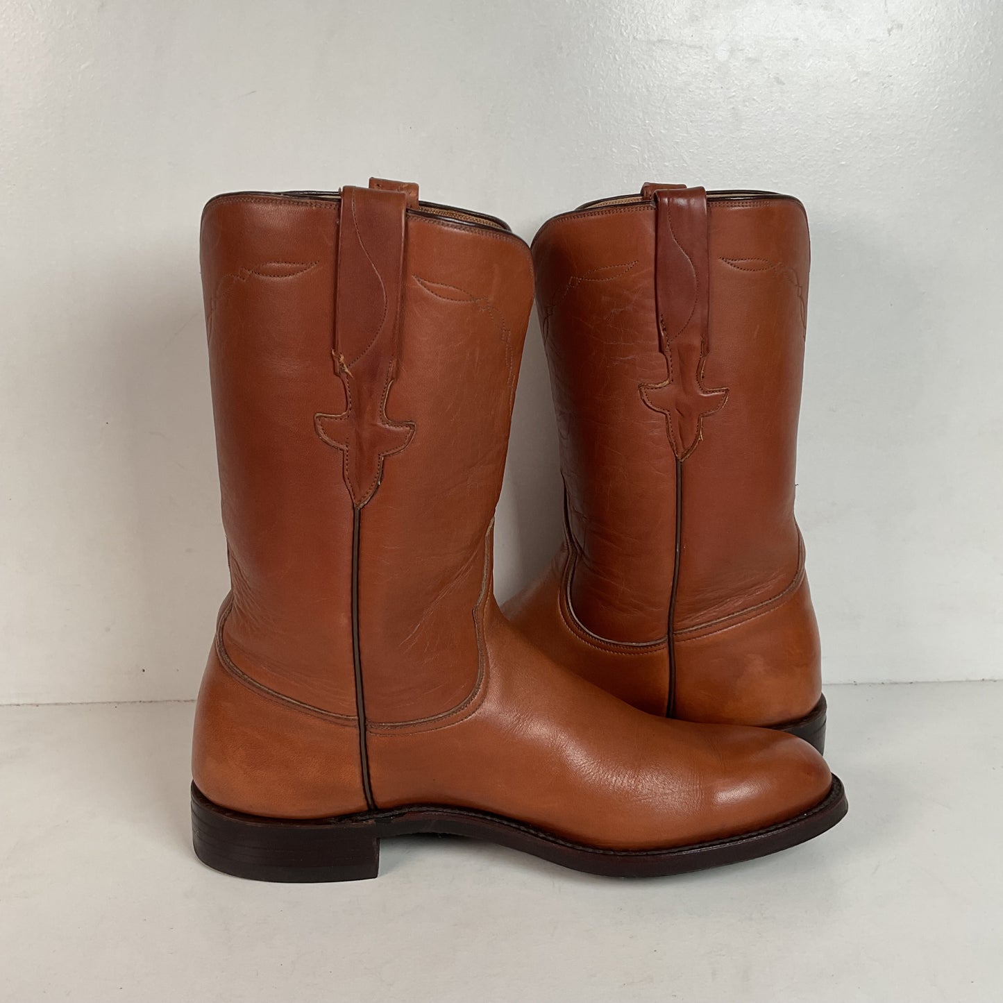 Vintage Lucchese Roper Boots 8.5 D USA Made Royal Calf