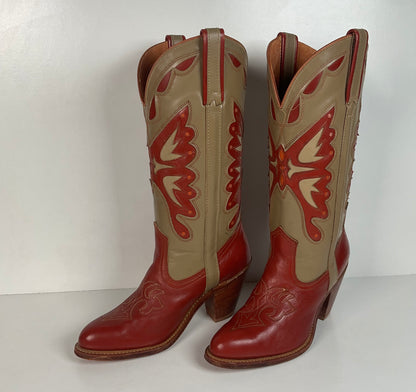 Vintage Capezio Butterfly Cowgirl Boots | Tooled Inlays | USA Made | Women’s 8 M