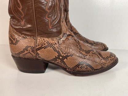Vintage Tony Lama Python Snakeskin Cowboy Boots | USA Made | Gold Label | 10.5 D