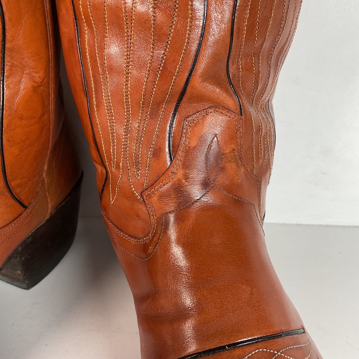Vintage Dan Post Line Dancing Cowboy Boots 12 B Made in Spain