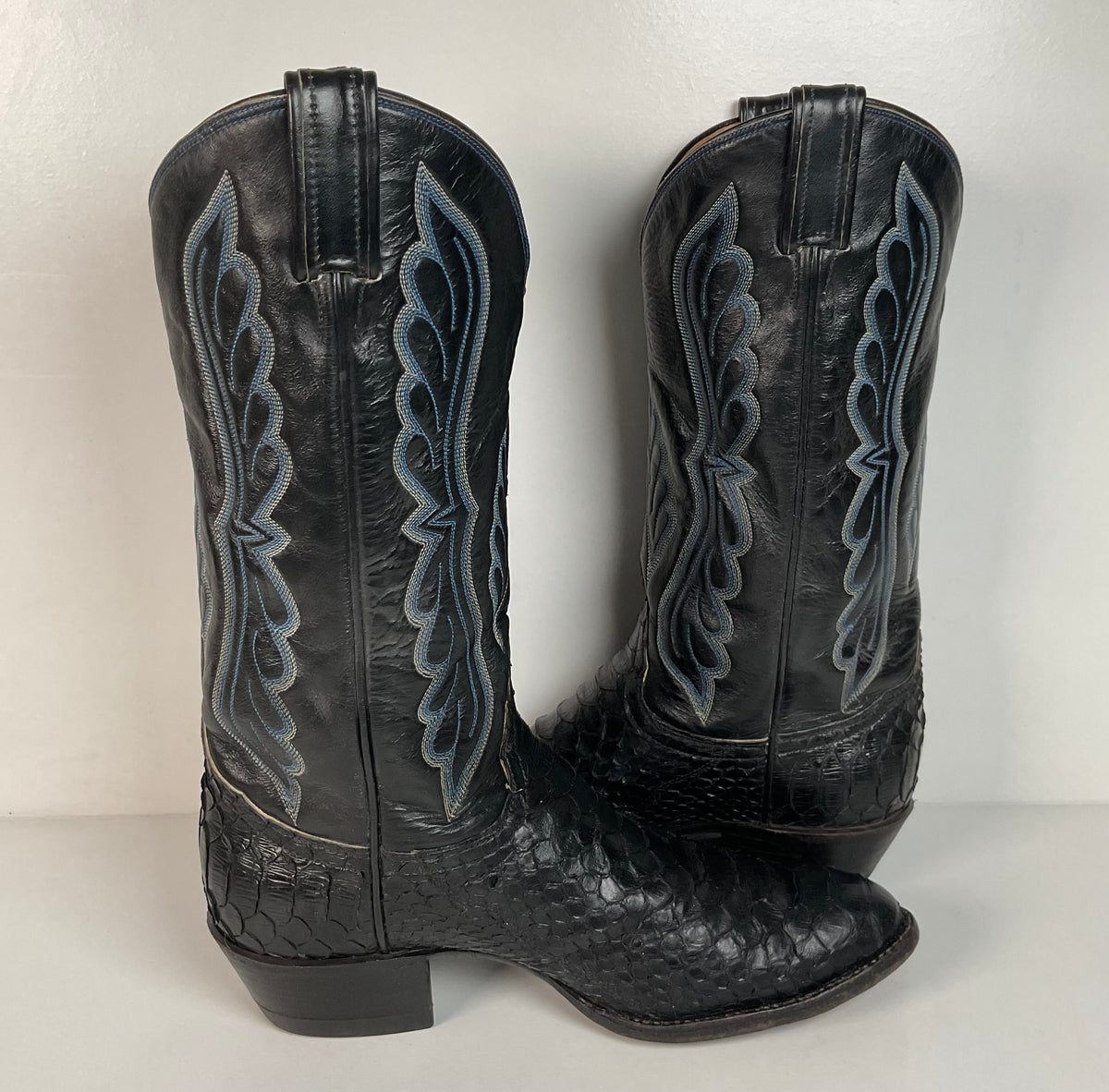 Vintage Tony Lama Boa Snakeskin Cowboy Boots | Gold Label | Men’s 9 D