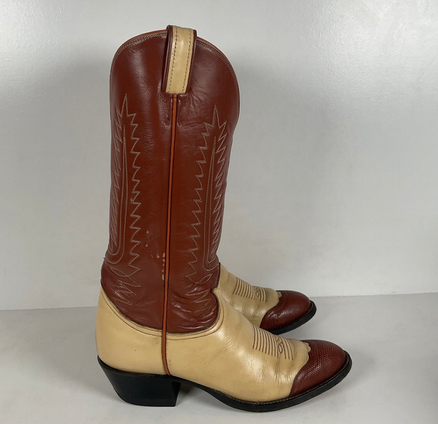 Vintage Tony Lama Urban Cowboy Boots | Lizard Wingtip | Gold Label | Men’s 9 B