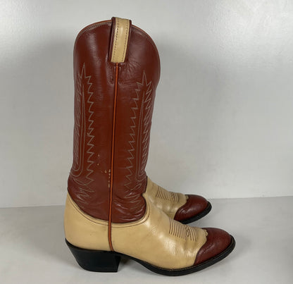Vintage Tony Lama Urban Cowboy Boots | Lizard Wingtip | Gold Label | Men’s 9 B