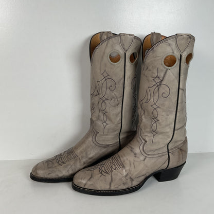 Vintage Justin Marbled Cowboy Boots | USA Made | Punchy | Grey | Men’s 9 D