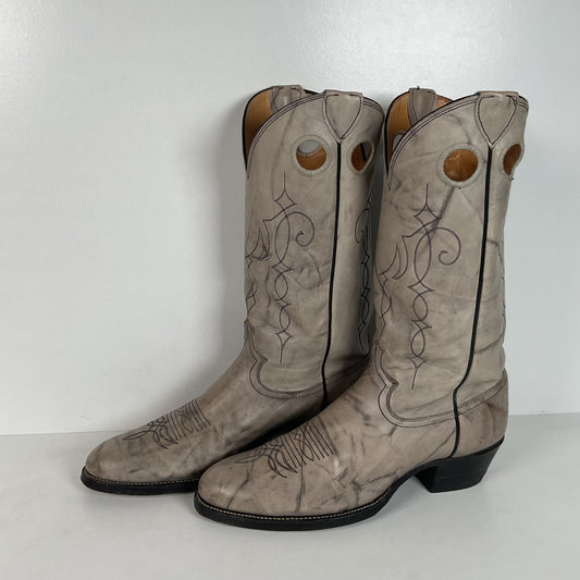 Vintage Justin Marbled Cowboy Boots | USA Made | Punchy | Grey | Men’s 9 D