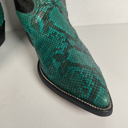 Python Snakeskin Cowboy Boots | Front Cut | Turquoise | Men’s 7.5 | Women’s 8.5