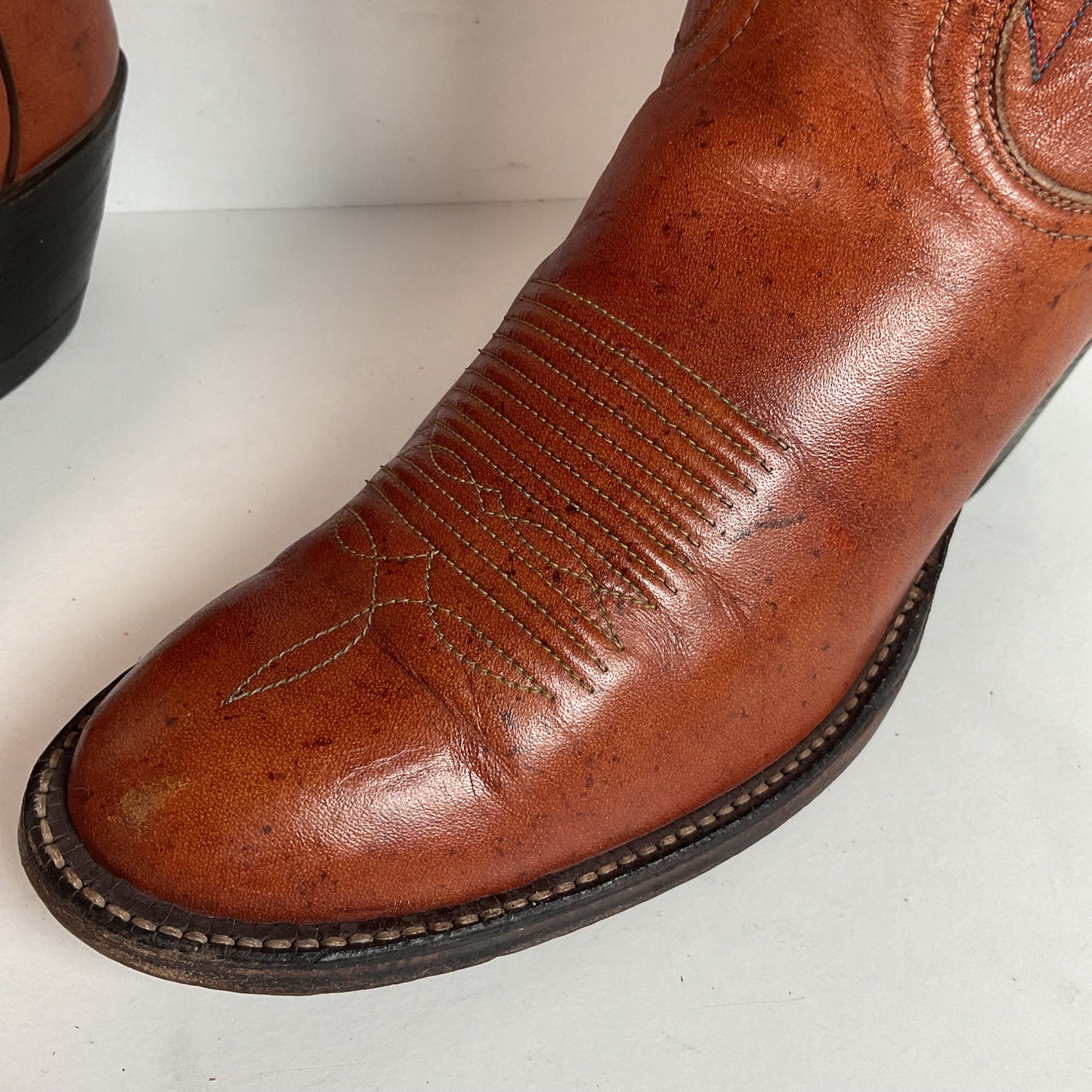 Vintage Tony Lama Buckaroo Boots | Rainbow Stitched | Men’s 8 A | Women’s 9