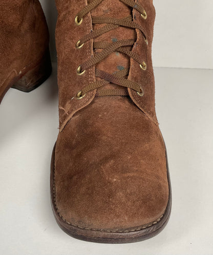 Vintage Tall Suede Lace Up Boots | USA Made | 1960s | Men’s 12 D