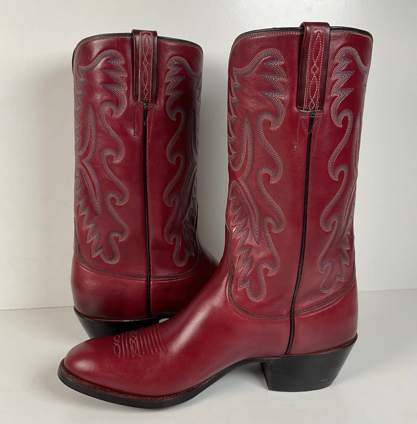 Vintage Lucchese San Antonio Cowboy Boots | Burgundy | Men’s 9 D