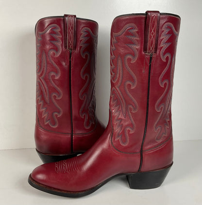 Vintage Lucchese San Antonio Cowboy Boots | Burgundy | Men’s 9 D