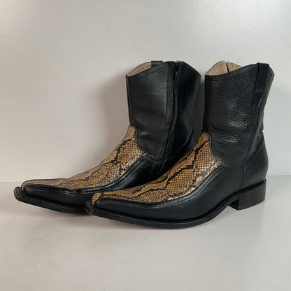 Python Snakeskin Ankle Boots | Western Side Zip | Mex 30.5 | USA 12.5