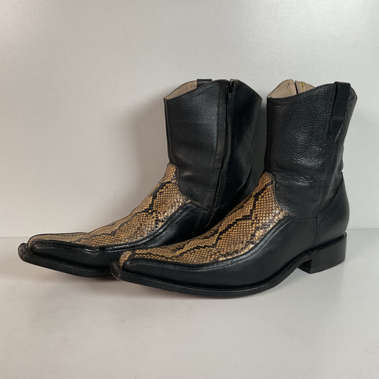 Python Snakeskin Ankle Boots | Western Side Zip | Mex 30.5 | USA 12.5