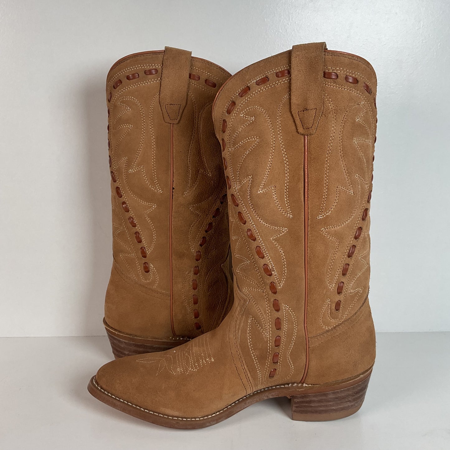 Vintage Sears Suede Cowboy Boots | Rough Out | Buck Stitch | USA Made | 9 D