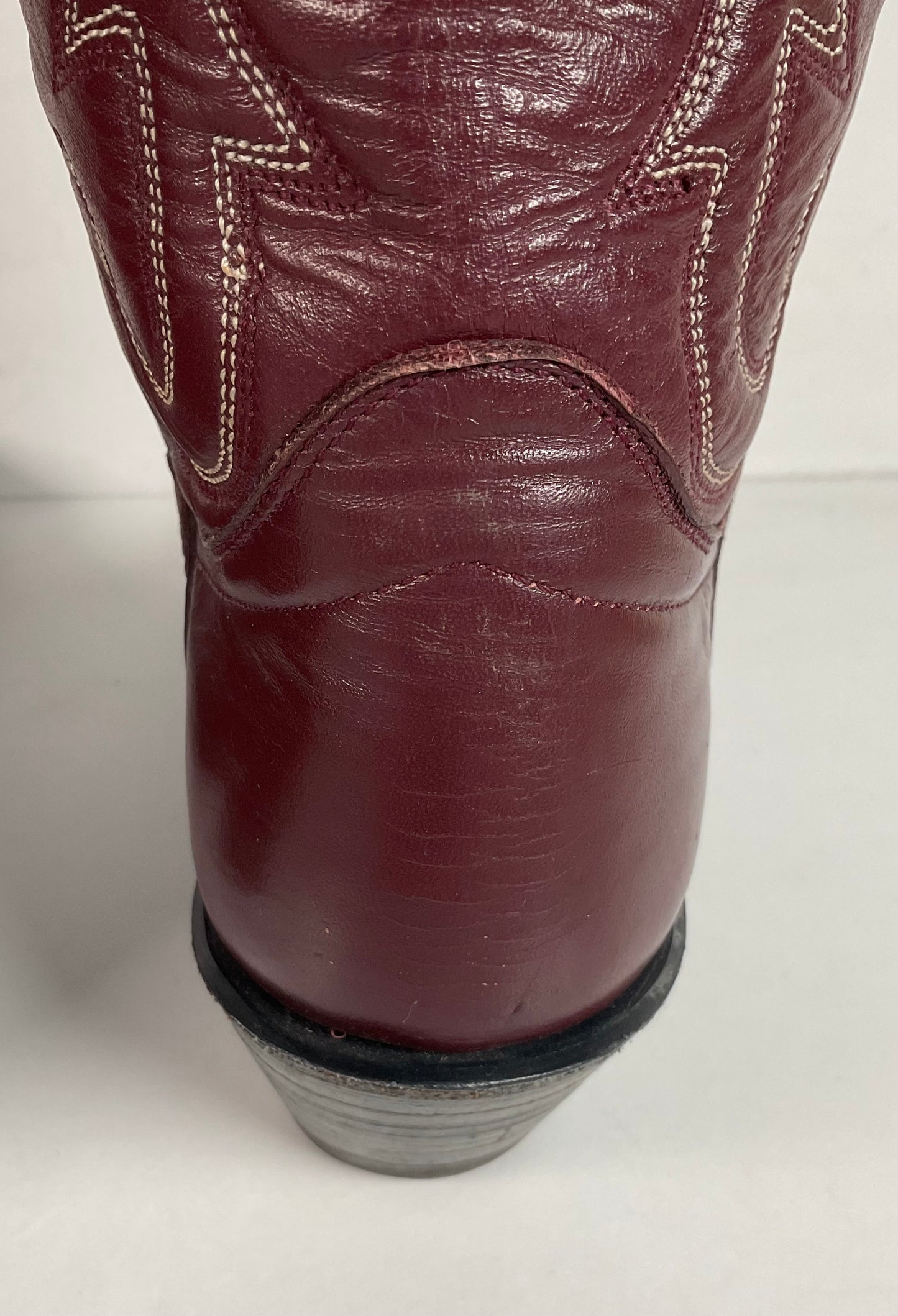 Vintage Hondo 18” Burgundy Cowgirl Boots 6.5 A Stitched
