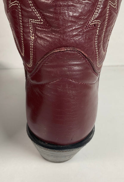 Vintage Hondo 18” Burgundy Cowgirl Boots 6.5 A Stitched