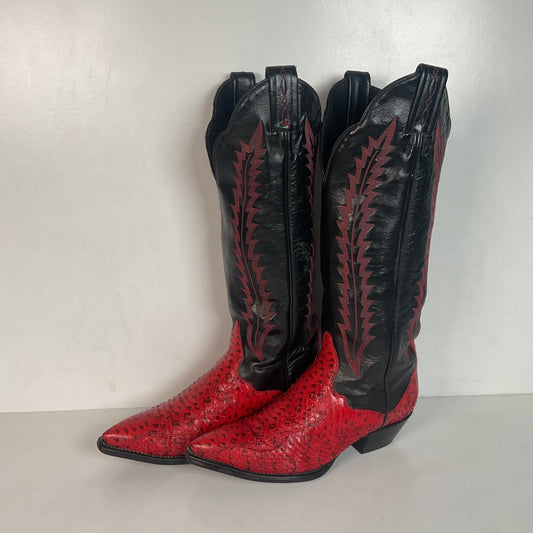 Tony Lama Tall Red Viper Snakeskin Cowgirl Boots 6 M Thieves Market