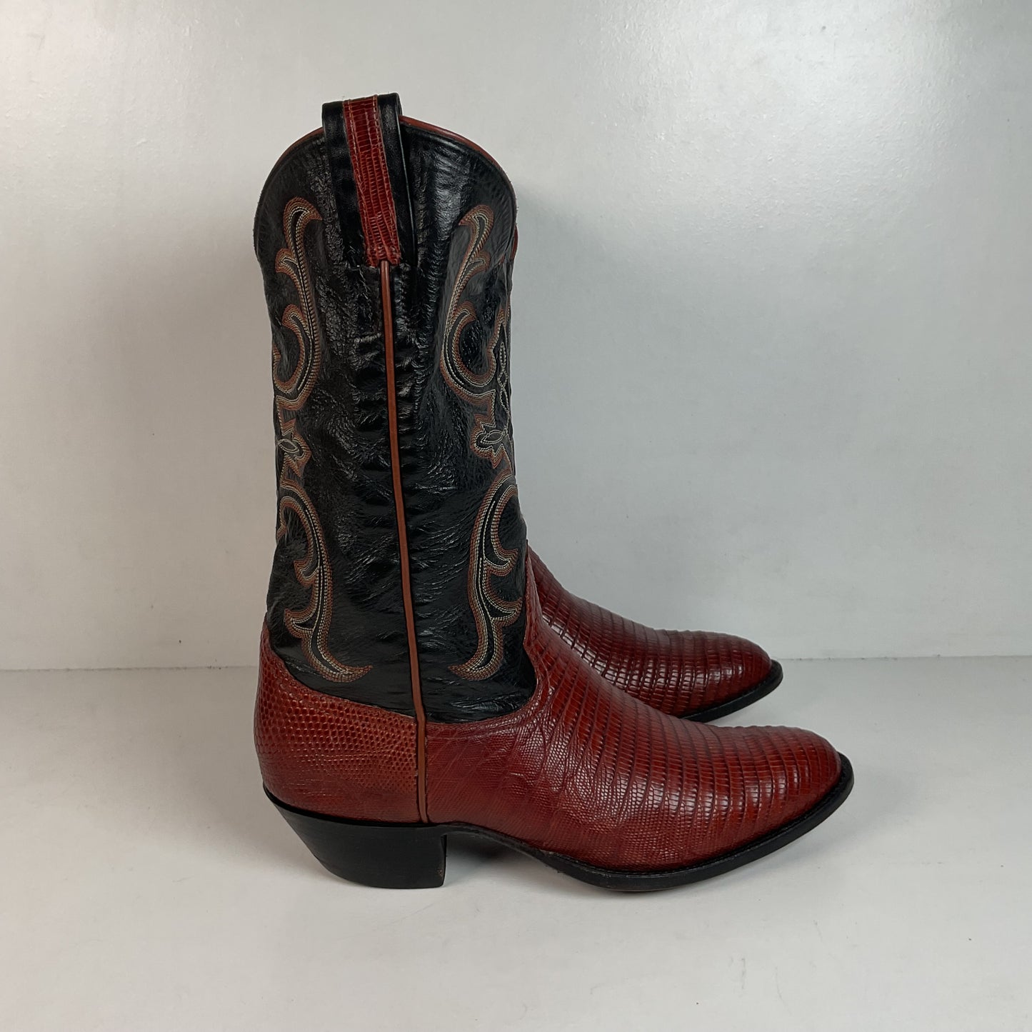 Larry Mahan Teju Lizard Cowboy Boots 10 EE Peanut Brittle