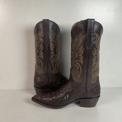 Custom Caiman Crocodile Cowboy Boots Men’s 8.5 Exotic Head Cut